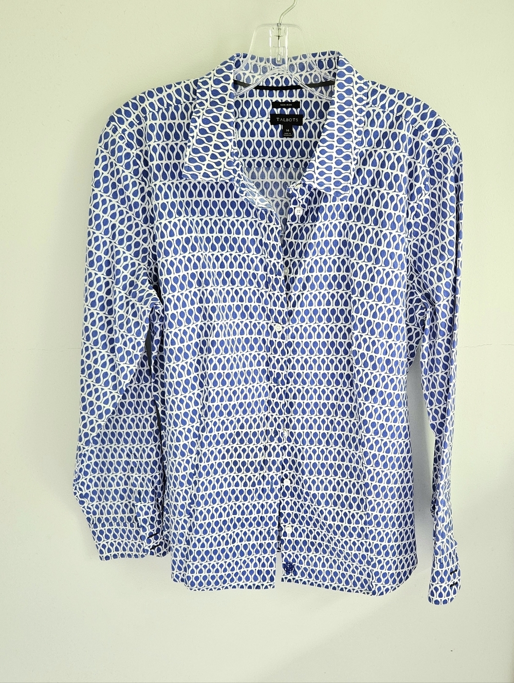 Talbots Blue White Button Down Blouse